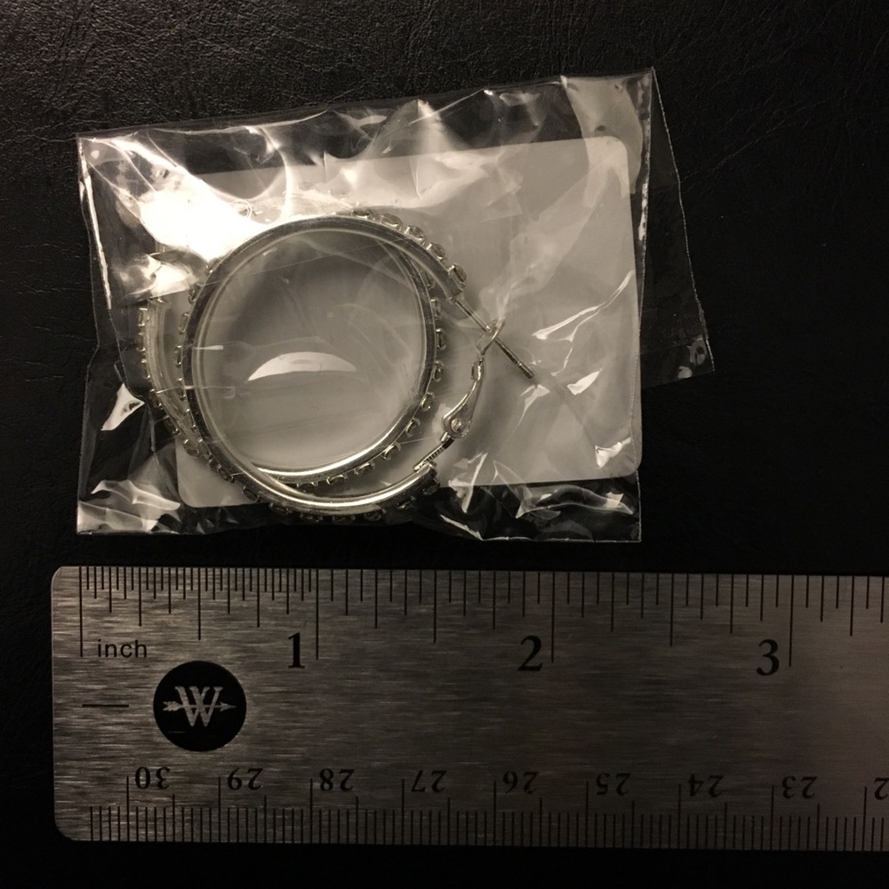 Silver Rhinestone Hoops - Picture 5 of 5